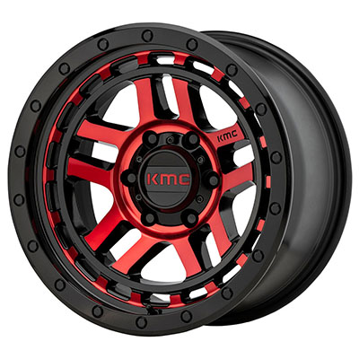 KMC KM540 Recon Wheel, 17x9 with 5 on 5 Bolt Pattern - Black / Machined / Red - KM54079050912N